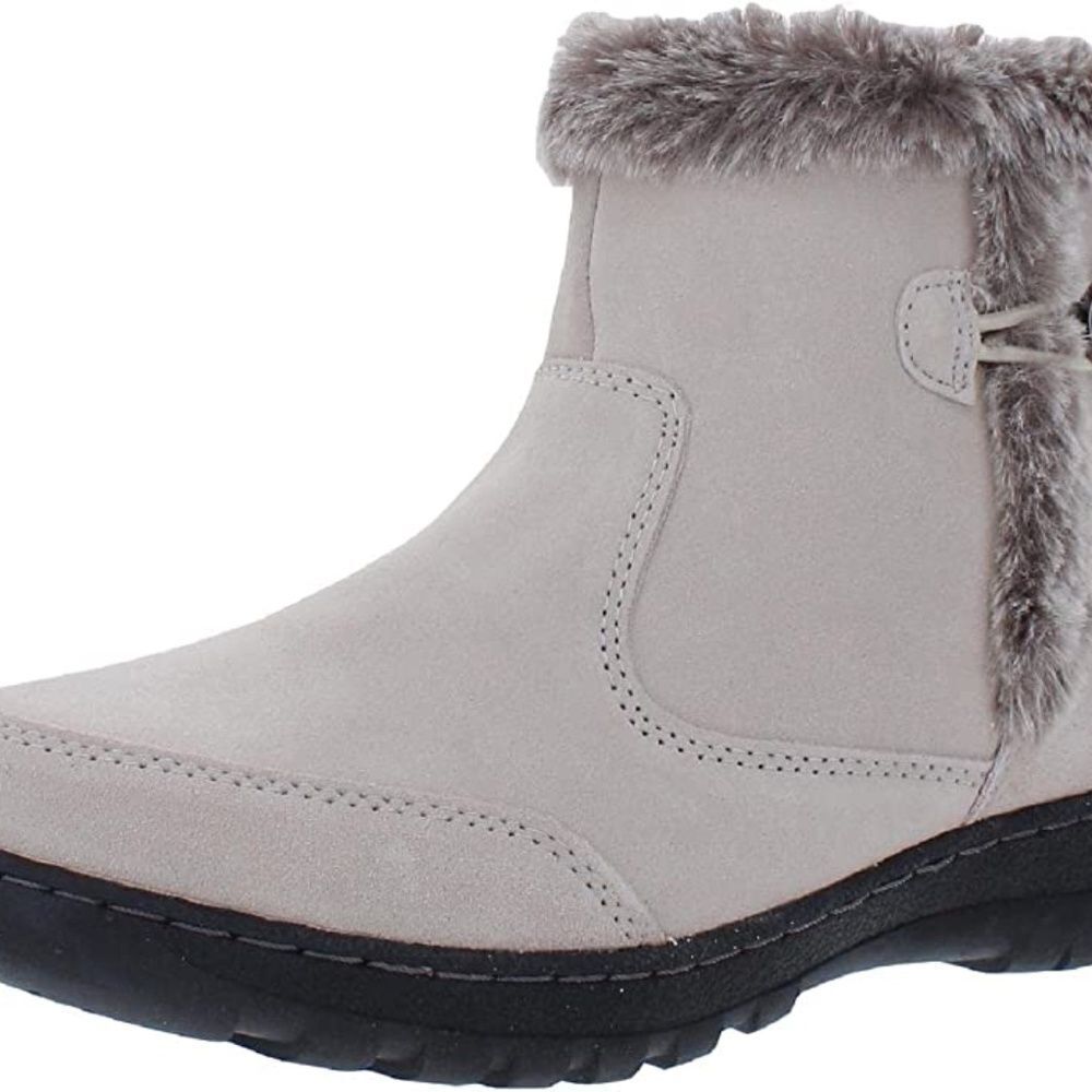 Khombu Iris Cream Vegan Suede Faux Fur Lined Warm Ankle Booties Sz‎ 10